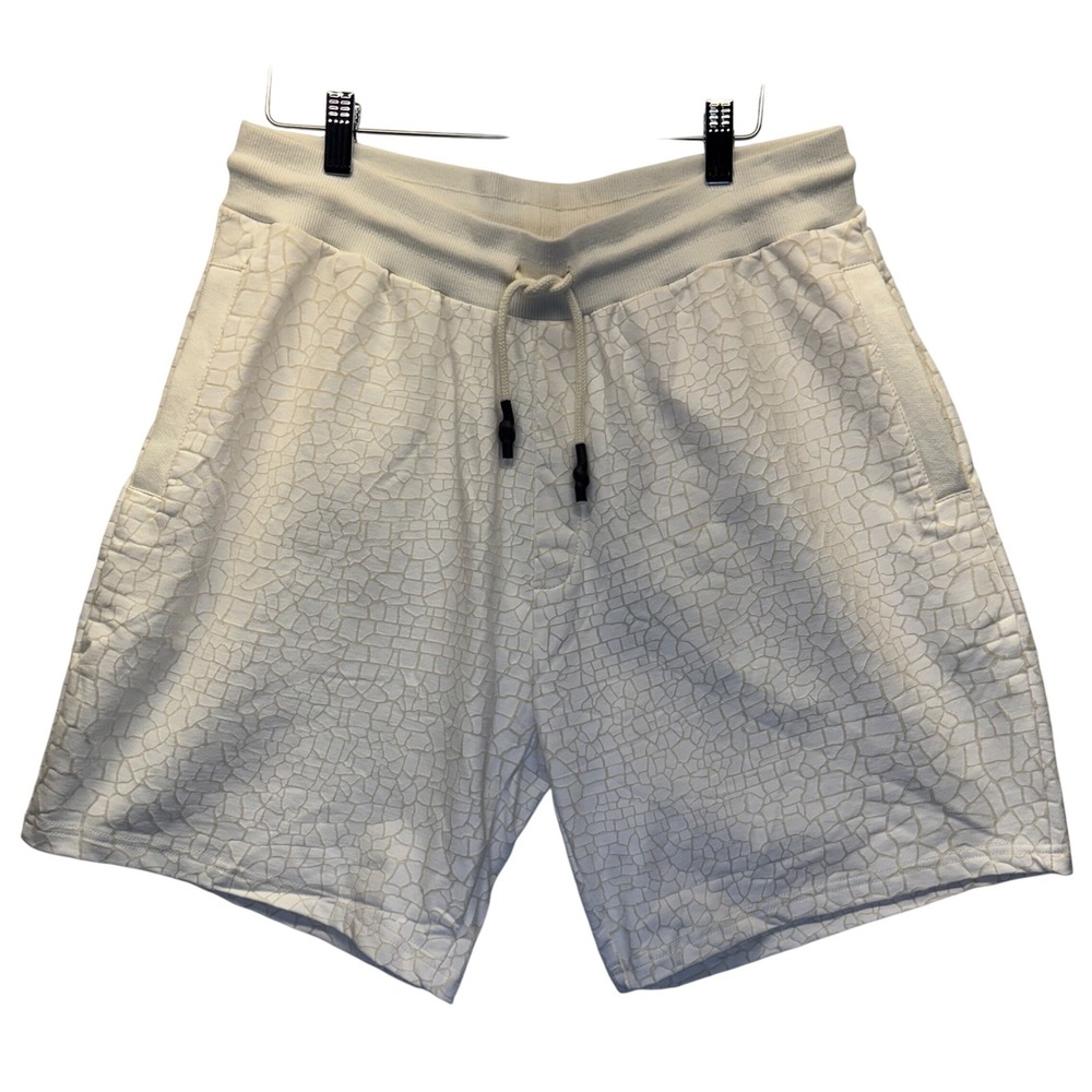 Eleven Paris‎ Mens Medium Ivory Textured Lounge Shorts Drawstring Casual Summer